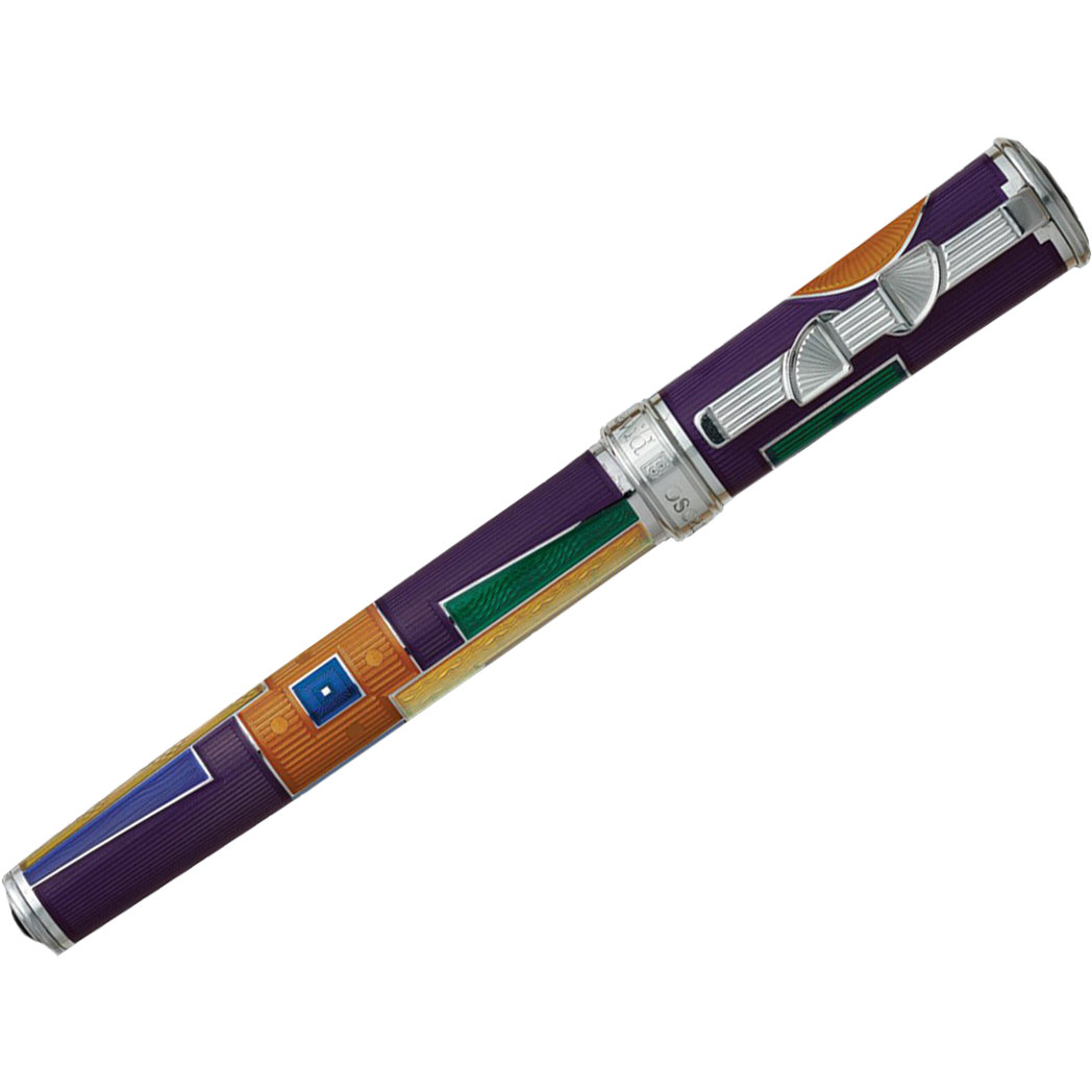 David Oscarson 15th Anniversary/American Art Deco Rollerball Pen - Translucent Violet with Multi-colored Enamel-Pen Boutique Ltd