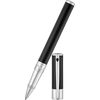 S T Dupont D-Initial Rollerball Pen - Chrome Trim - Black - Pen Boutique Ltd