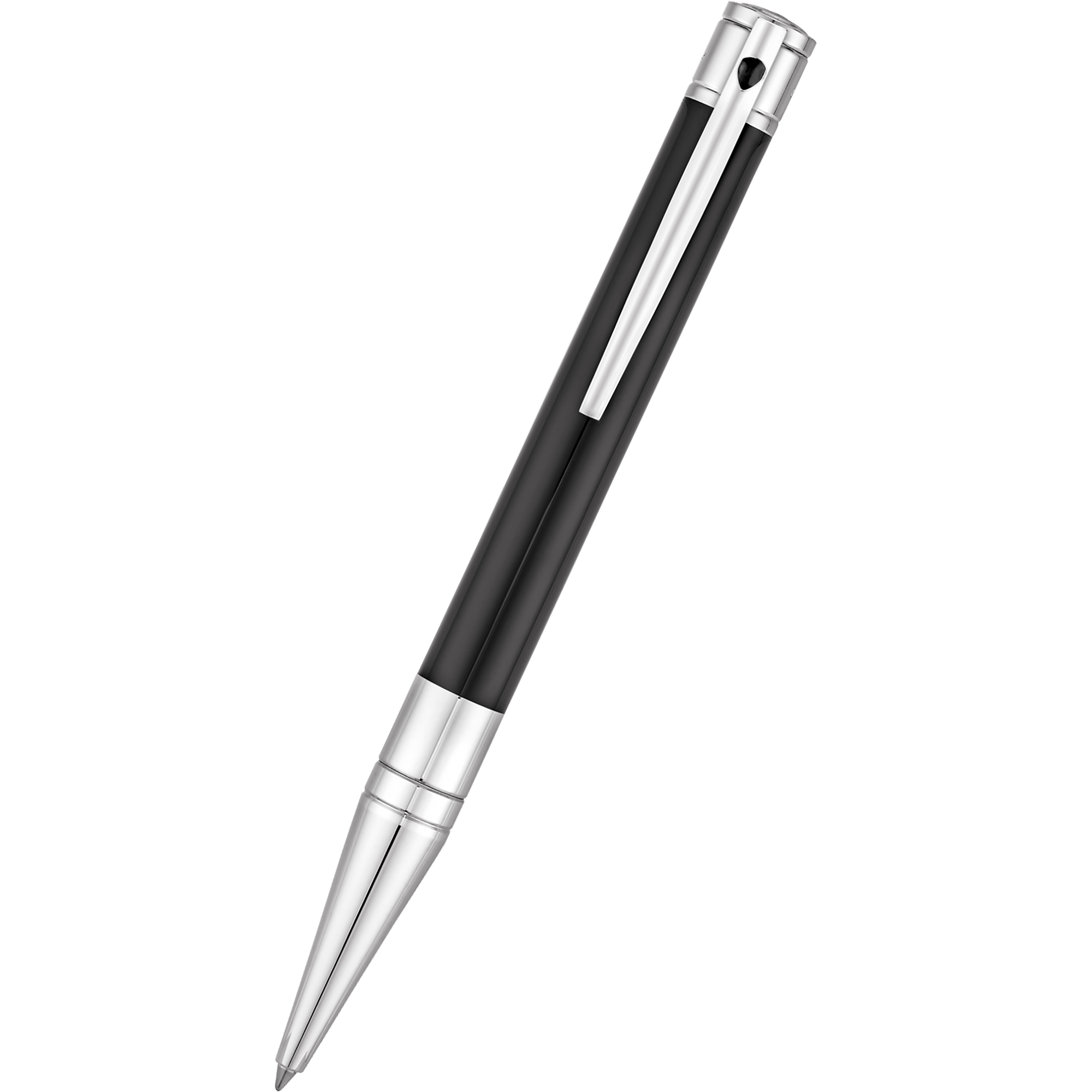 S T Dupont D-Initial Ballpoint Pen - Chrome Trim - Black-Pen Boutique Ltd