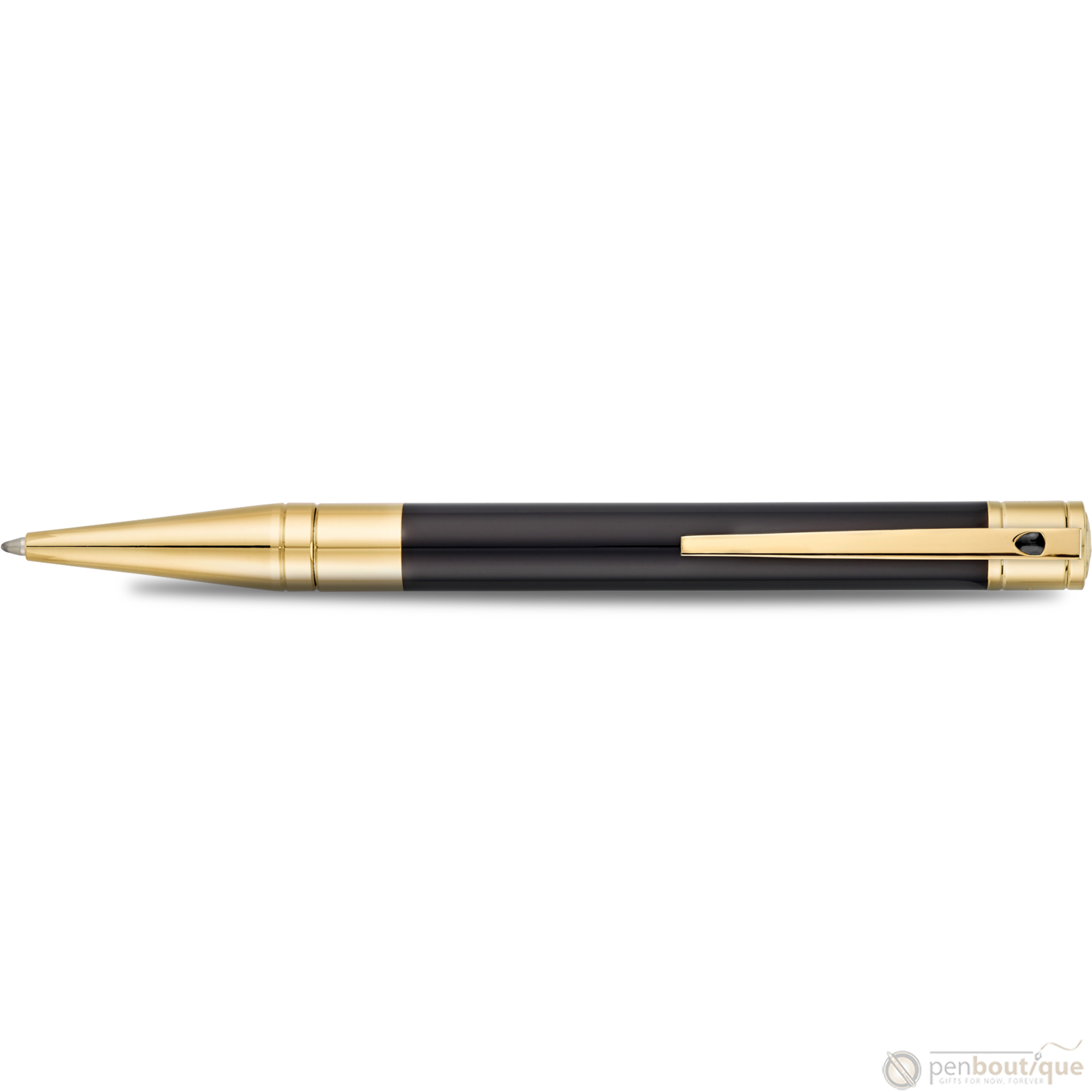 S T Dupont D-Initial Ballpoint Pen - Gold Trim - Black-Pen Boutique Ltd