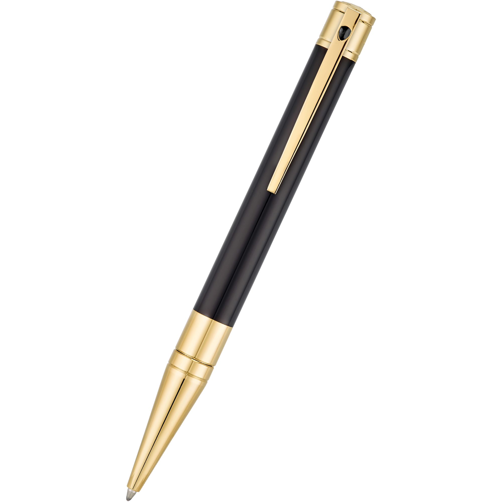 S T Dupont D-Initial Ballpoint Pen - Gold Trim - Black-Pen Boutique Ltd