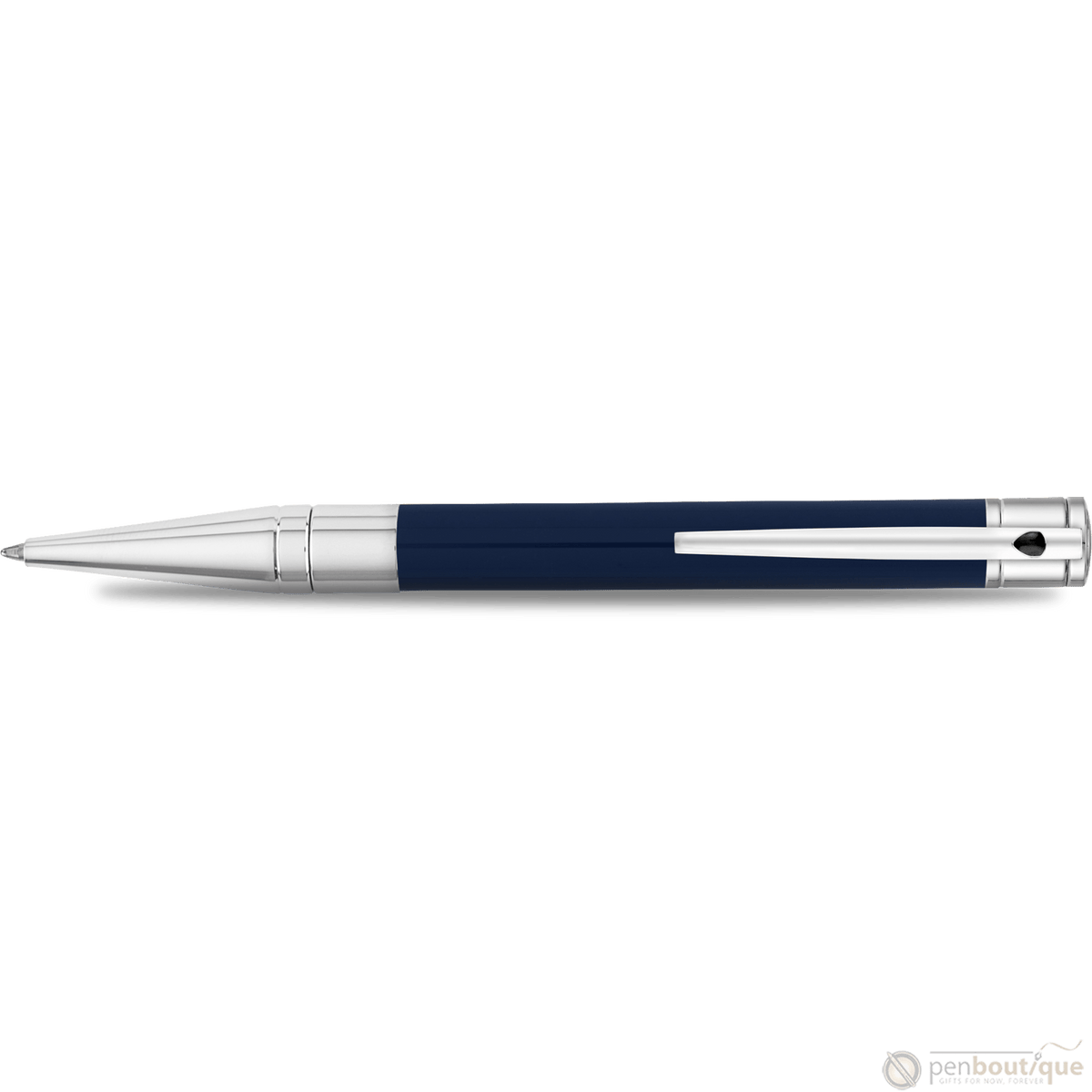 S T Dupont D-Initial Ballpoint Pen - Chrome Trim - Blue - Pen Boutique Ltd
