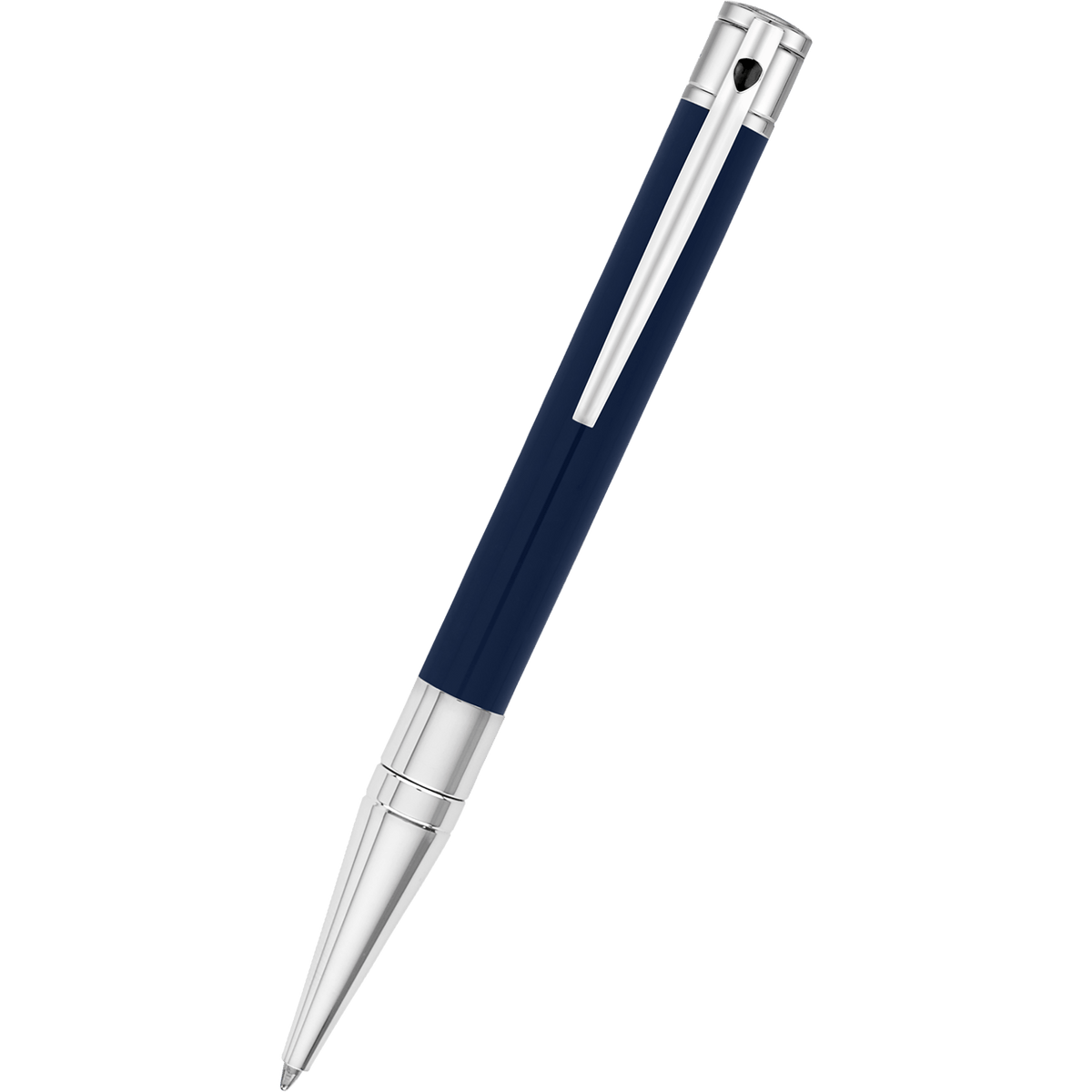 S T Dupont D-Initial Ballpoint Pen - Chrome Trim - Blue - Pen Boutique Ltd