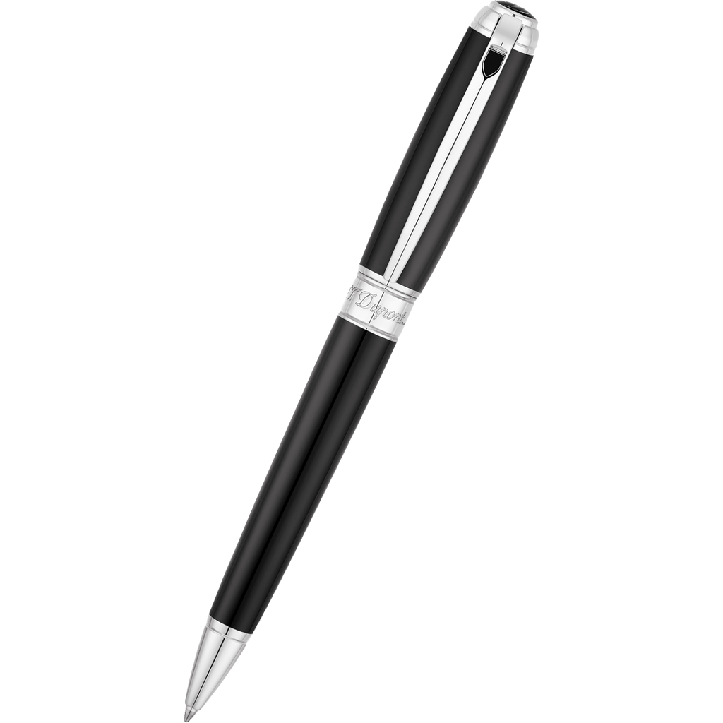 S T Dupont Line D Ballpoint Pen - Black - Chrome Trim-Pen Boutique Ltd