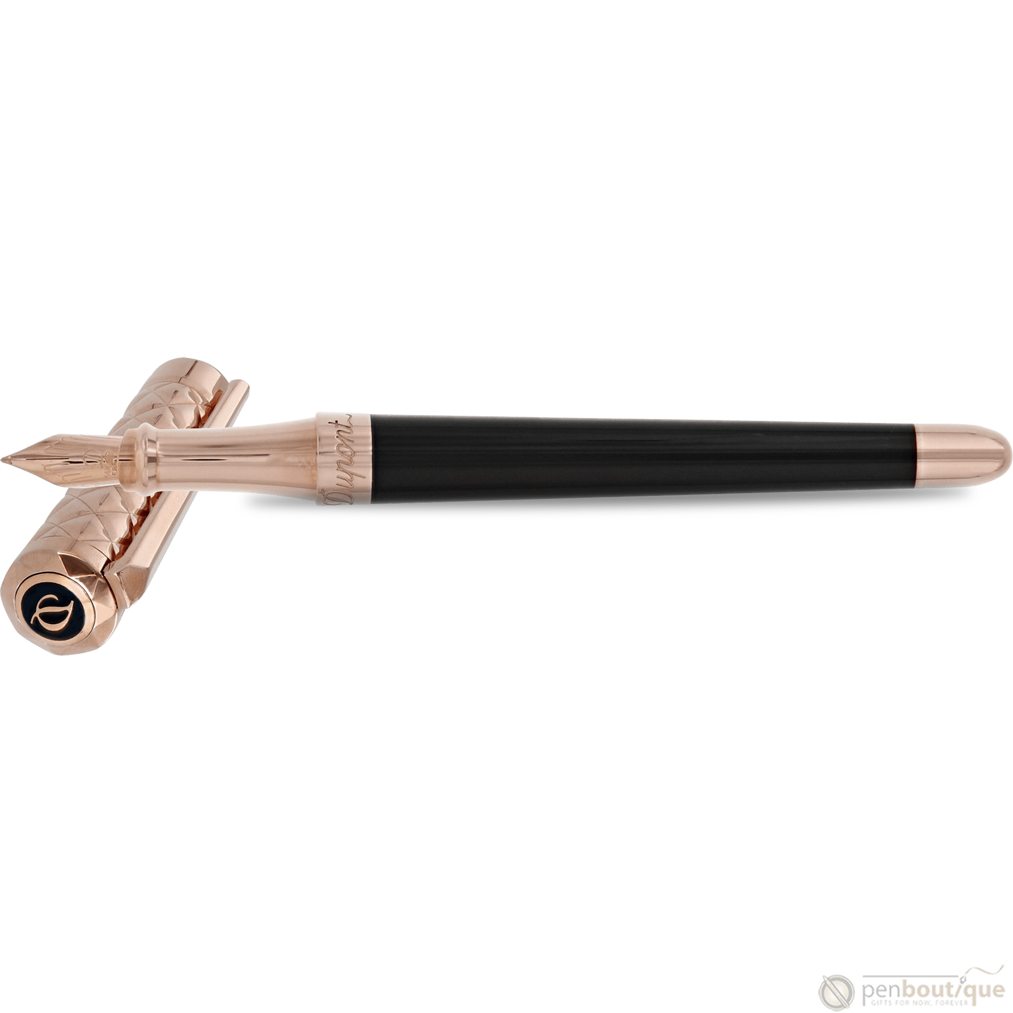 S T Dupont Liberte Fountain Pen - Black - Pink Gold - Pen Boutique Ltd
