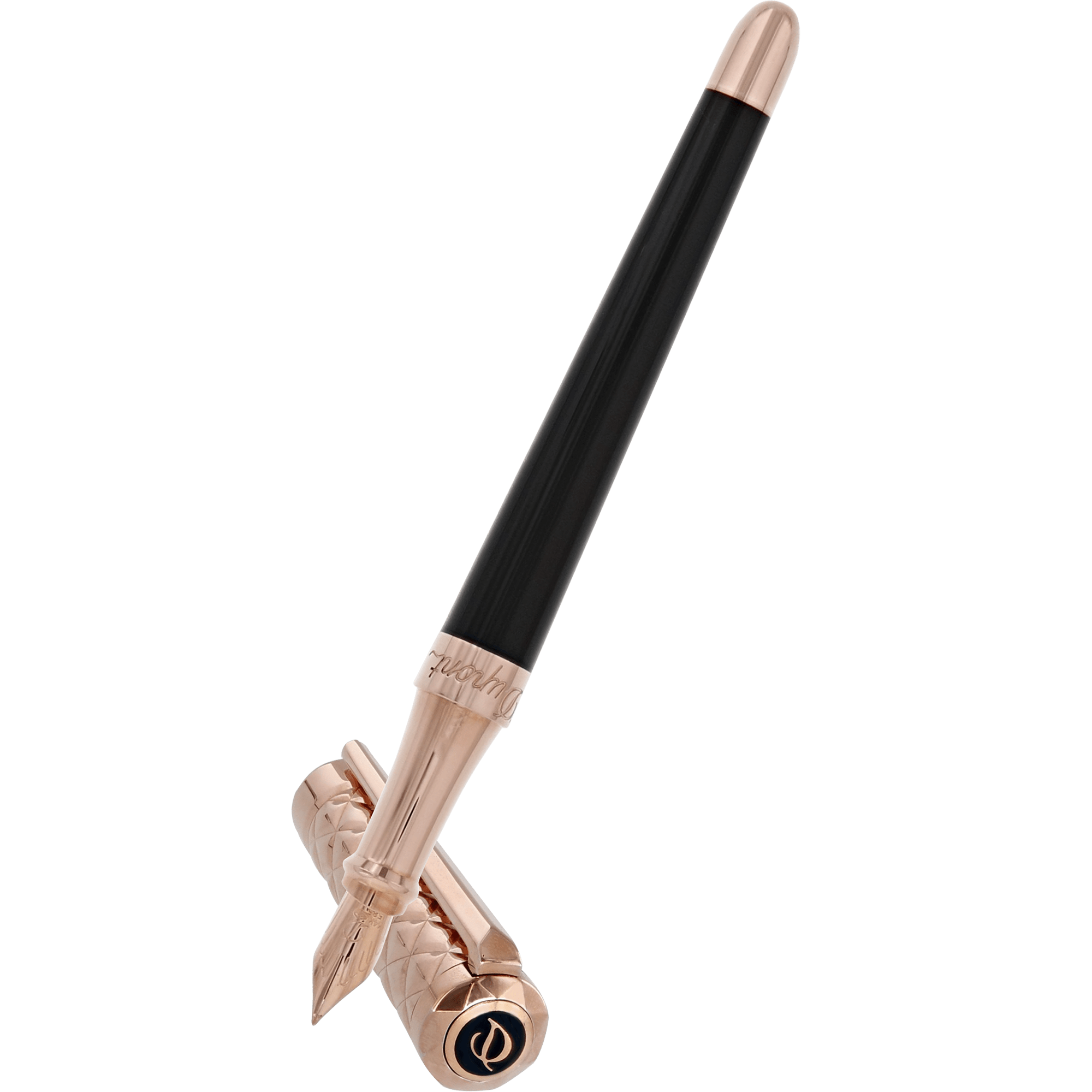 S T Dupont Liberte Fountain Pen - Black - Pink Gold - Pen Boutique Ltd
