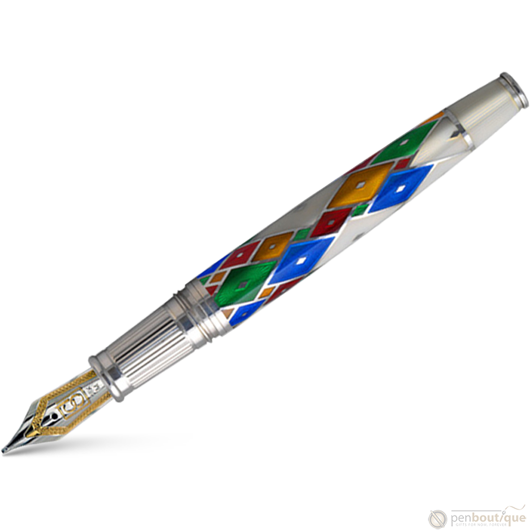 David Oscarson Harlequin Fountain Pen - Opalescent White/Pearl-Pen Boutique Ltd