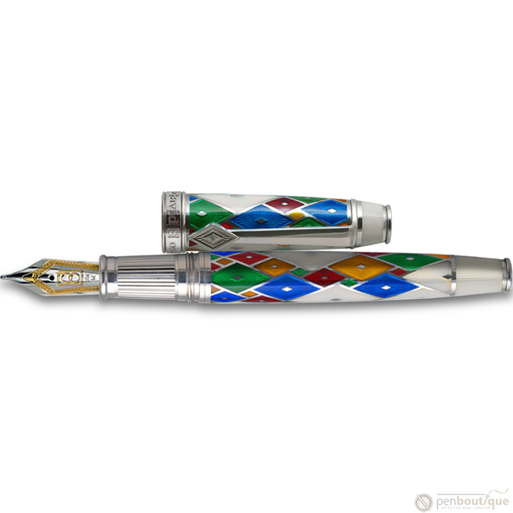 David Oscarson Harlequin Fountain Pen - Opalescent White/Pearl-Pen Boutique Ltd