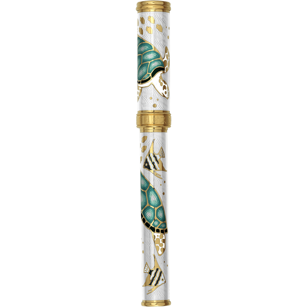 David Oscarson Sea Turtle Rollerball Pen - White - Pen Boutique Ltd