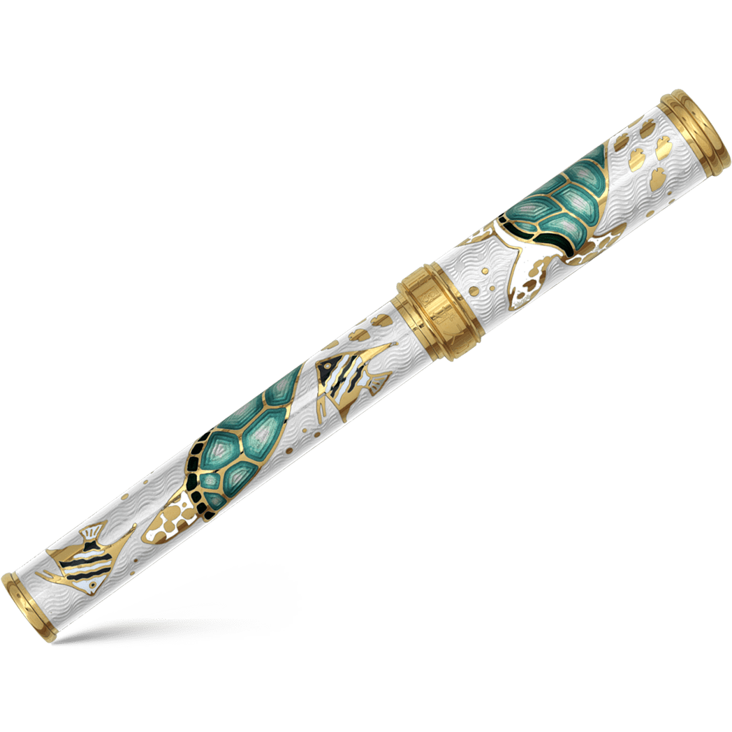 David Oscarson Sea Turtle Rollerball Pen - White - Pen Boutique Ltd