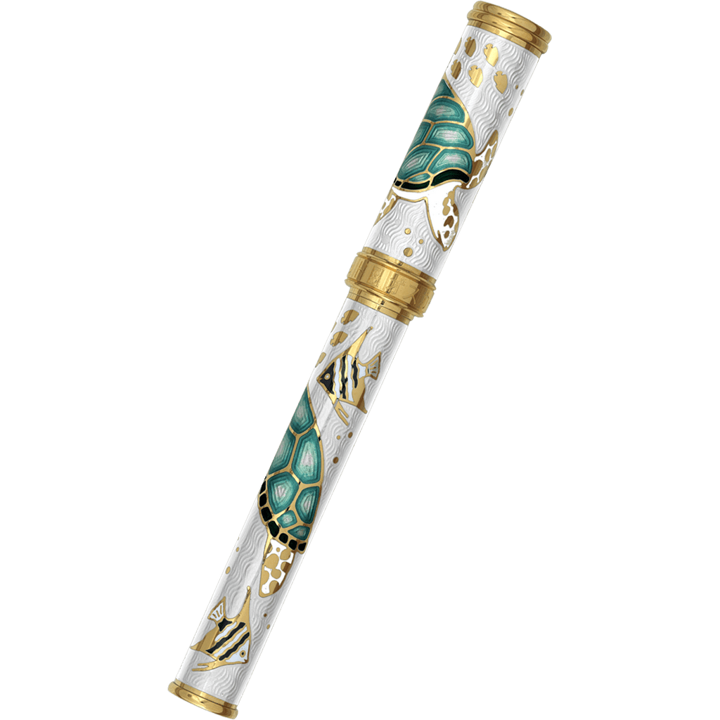 David Oscarson Sea Turtle Rollerball Pen - White - Pen Boutique Ltd