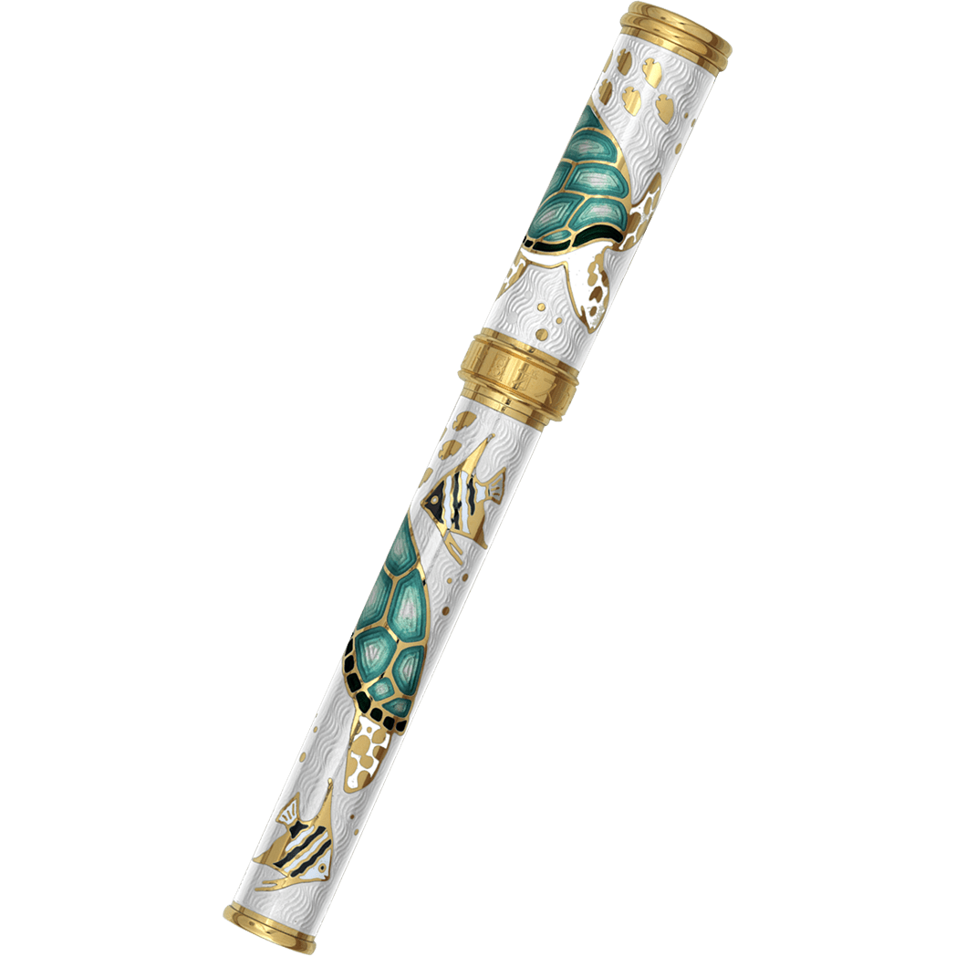 David Oscarson Sea Turtle Rollerball Pen - White - Pen Boutique Ltd