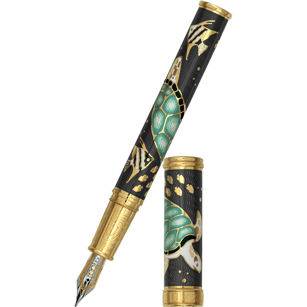 David Oscarson Sea Turtle Fountain Pen - Mossy Black - Pen Boutique Ltd