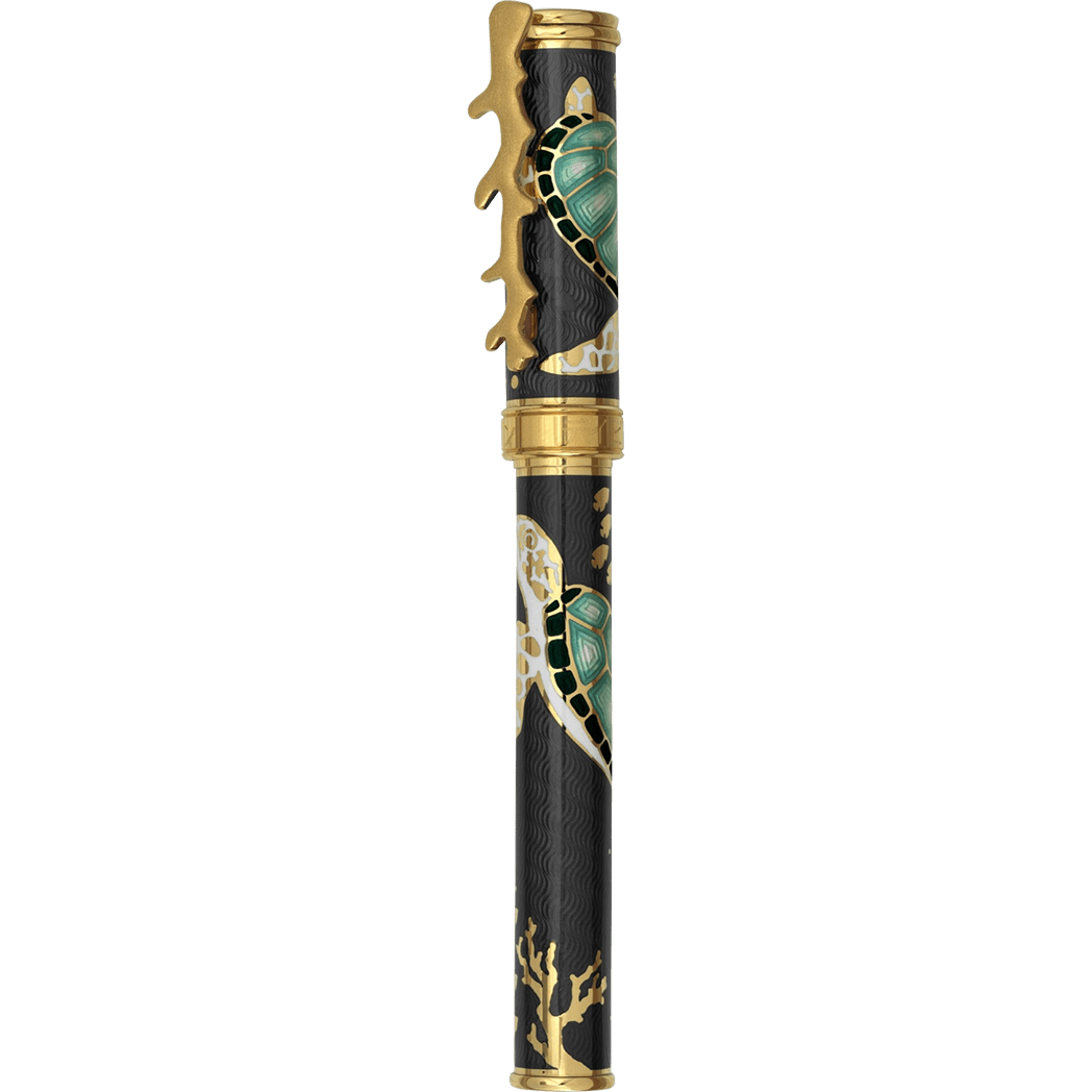 David Oscarson Sea Turtle Fountain Pen - Mossy Black - Pen Boutique Ltd