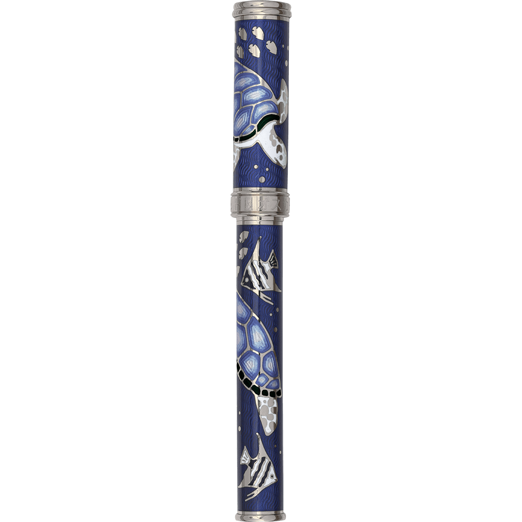 David Oscarson Sea Turtle Fountain Pen - Sapphire Blue - Pen Boutique Ltd