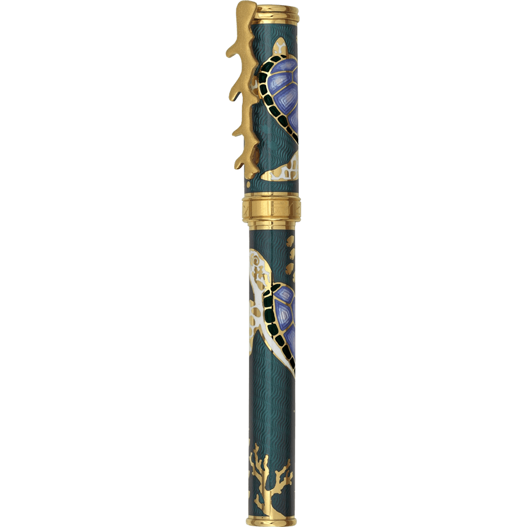 David Oscarson Sea Turtle Fountain Pen - Teal - Pen Boutique Ltd