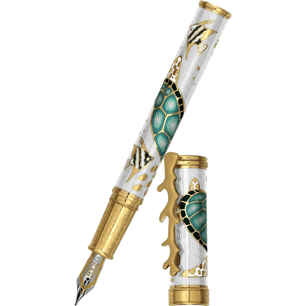 David Oscarson Sea Turtle Fountain Pen - White - Pen Boutique Ltd