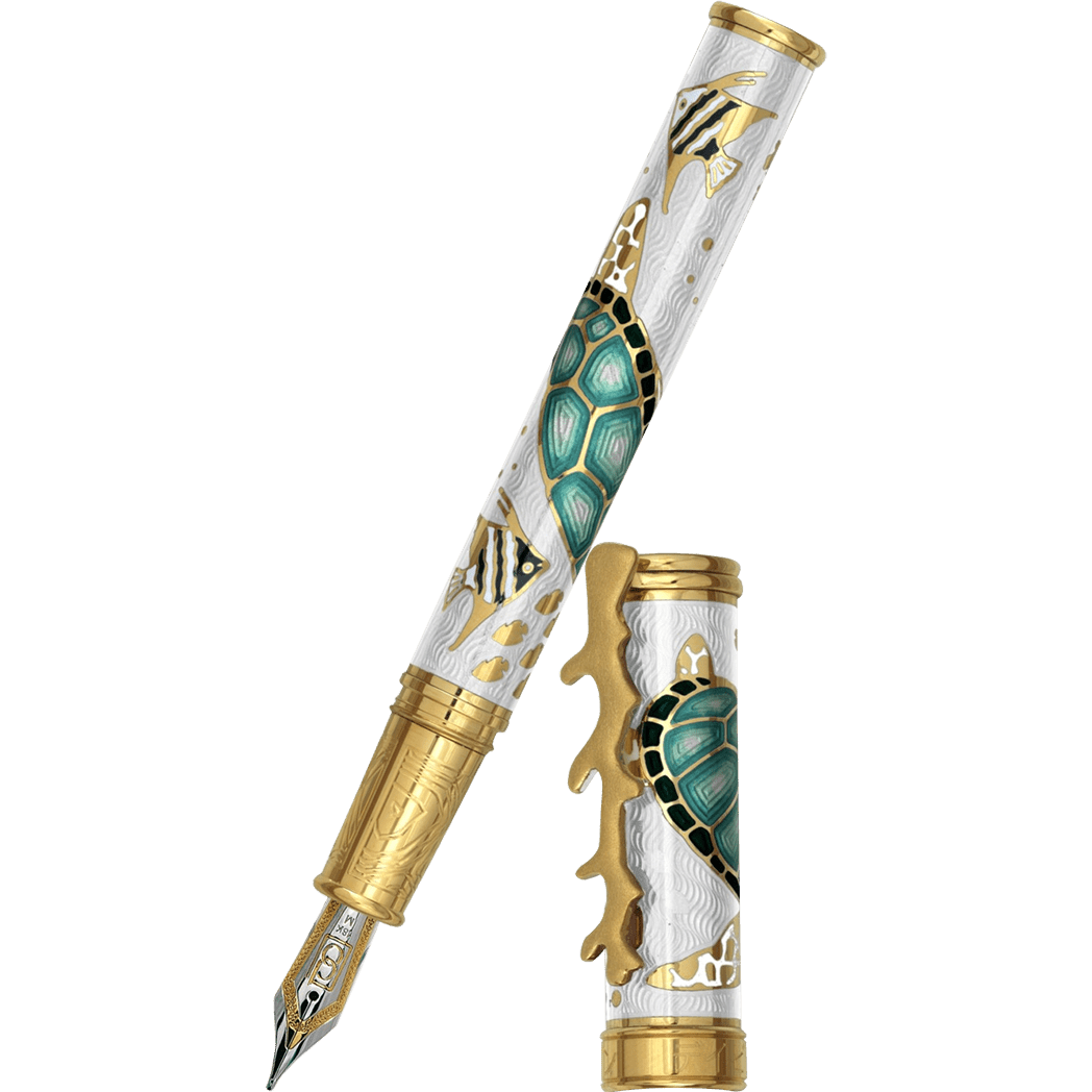David Oscarson Sea Turtle Fountain Pen - White - Pen Boutique Ltd