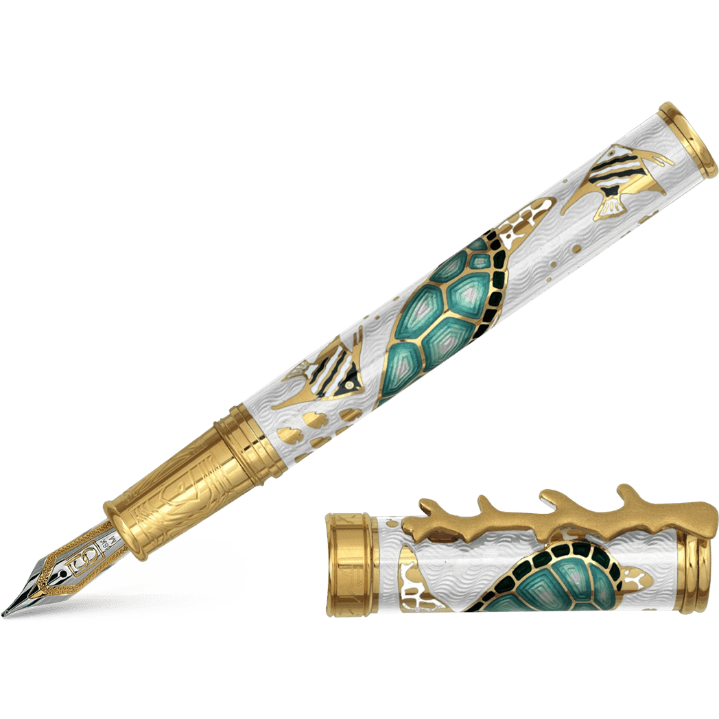 David Oscarson Sea Turtle Fountain Pen - White - Pen Boutique Ltd