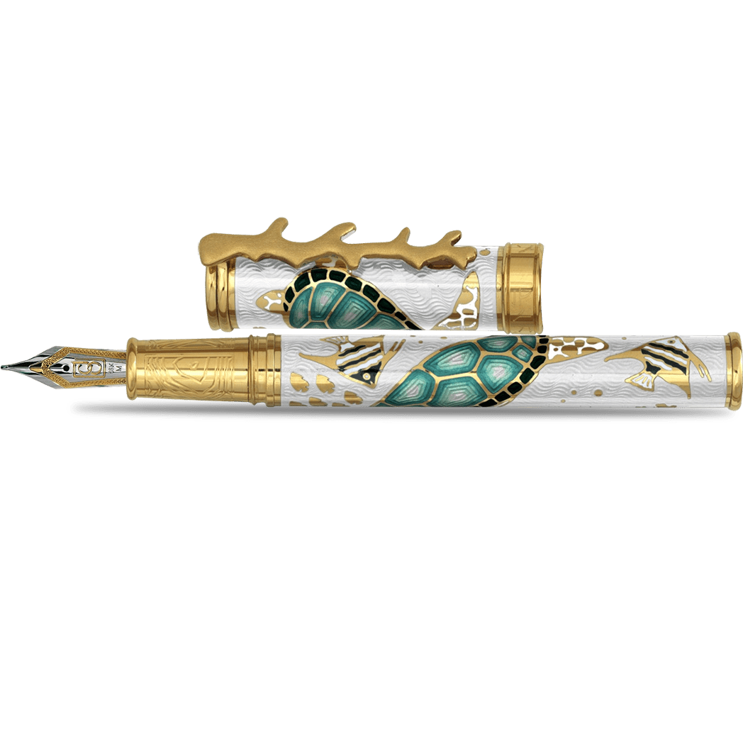 David Oscarson Sea Turtle Fountain Pen - White - Pen Boutique Ltd