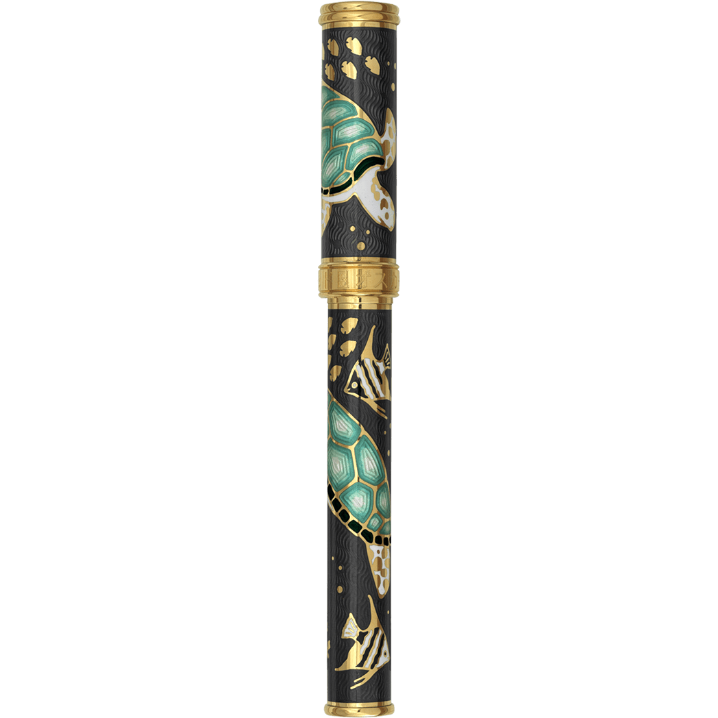 David Oscarson Sea Turtle Fountain Pen - Mossy Black - Pen Boutique Ltd