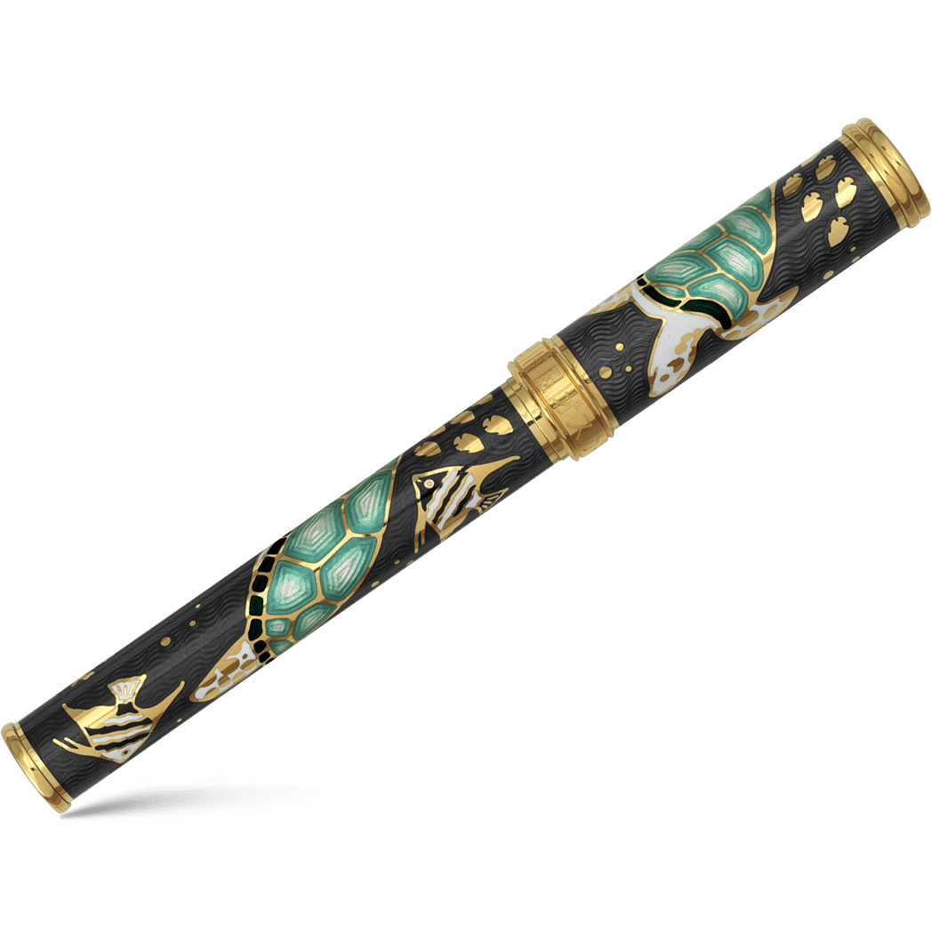 David Oscarson Sea Turtle Rollerball Pen - Mossy Black - Pen Boutique Ltd