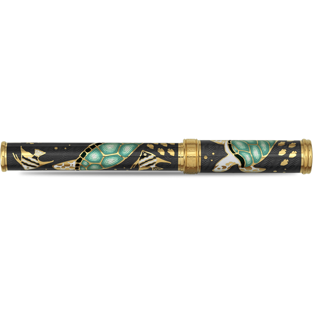 David Oscarson Sea Turtle Rollerball Pen - Mossy Black - Pen Boutique Ltd
