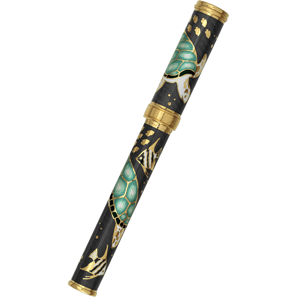 David Oscarson Sea Turtle Rollerball Pen - Mossy Black - Pen Boutique Ltd