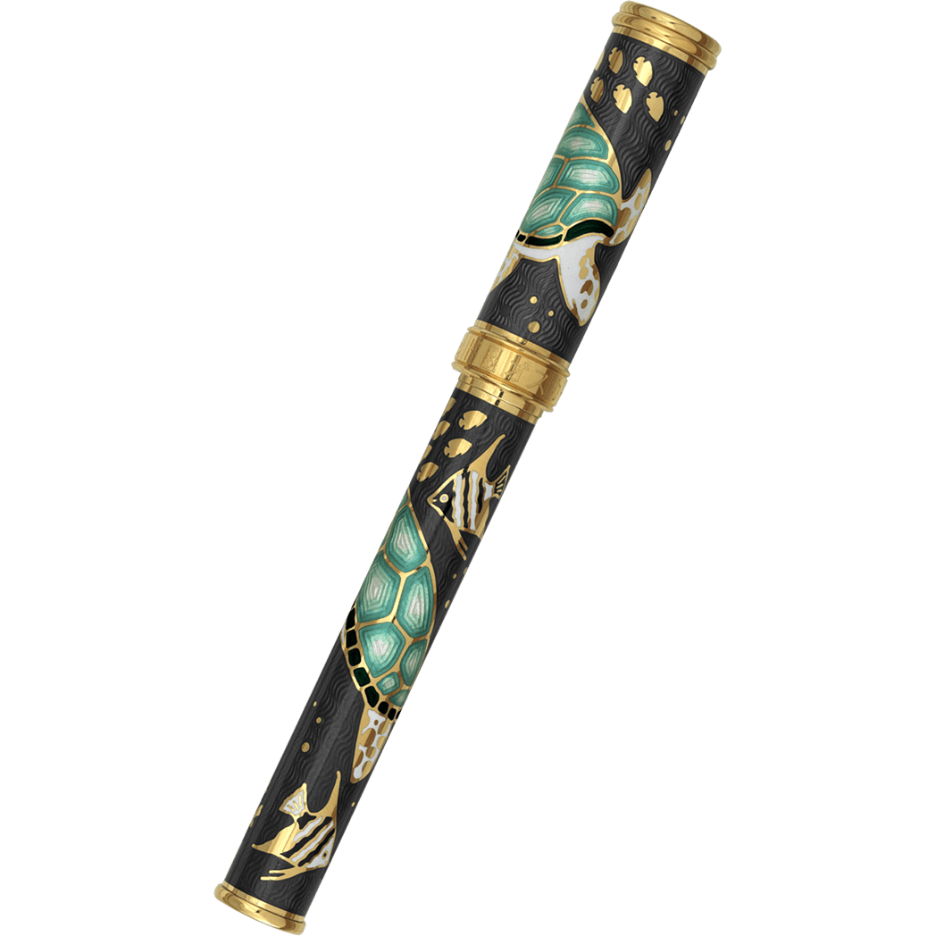 David Oscarson Sea Turtle Rollerball Pen - Mossy Black - Pen Boutique Ltd