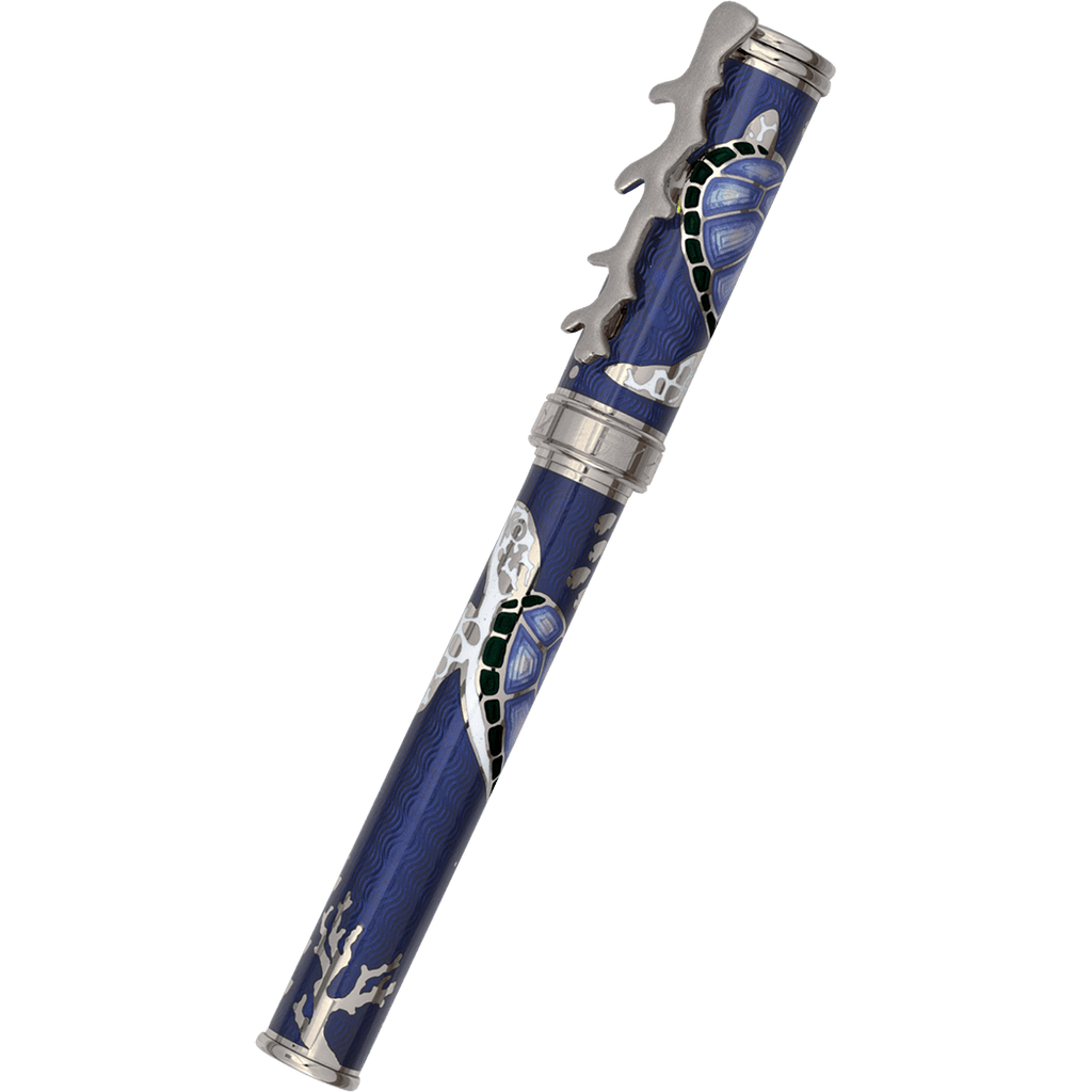 David Oscarson Sea Turtle Rollerball Pen - Sapphire Blue - Pen Boutique Ltd
