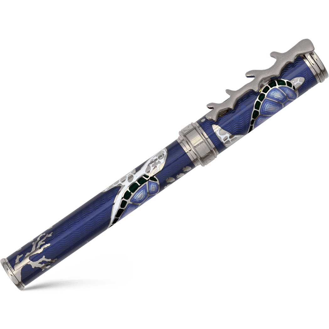 David Oscarson Sea Turtle Rollerball Pen - Sapphire Blue - Pen Boutique Ltd