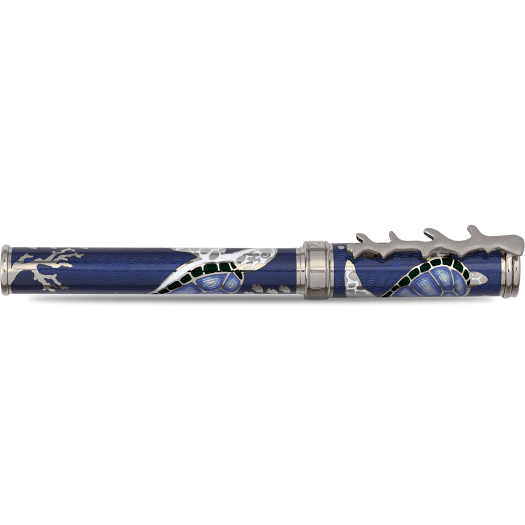 David Oscarson Sea Turtle Rollerball Pen - Sapphire Blue - Pen Boutique Ltd
