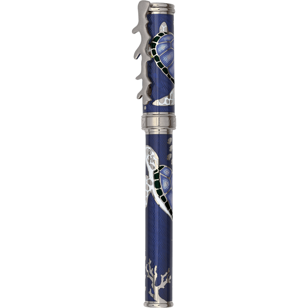 David Oscarson Sea Turtle Rollerball Pen - Sapphire Blue - Pen Boutique Ltd