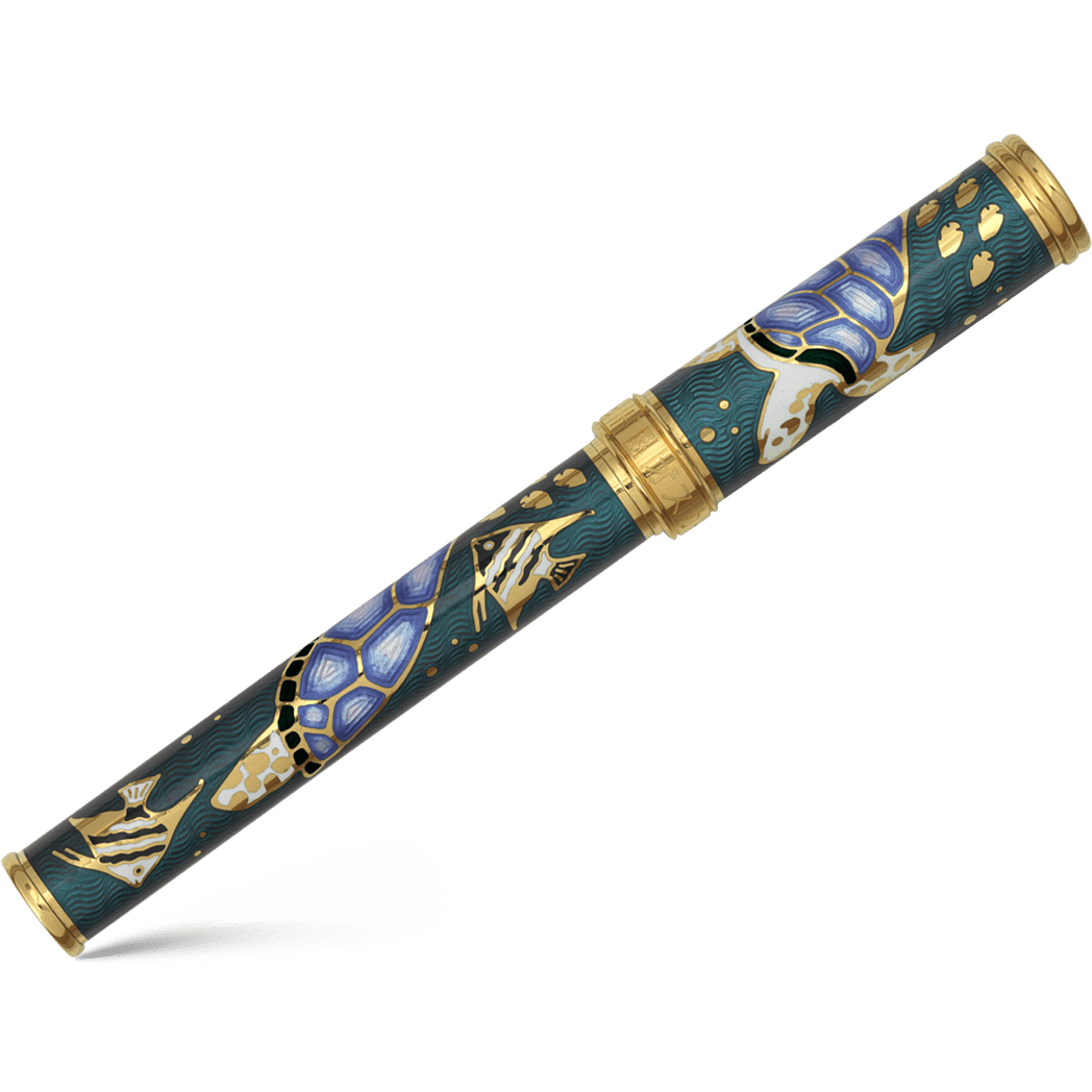 David Oscarson Sea Turtle Rollerball Pen - Teal - Pen Boutique Ltd