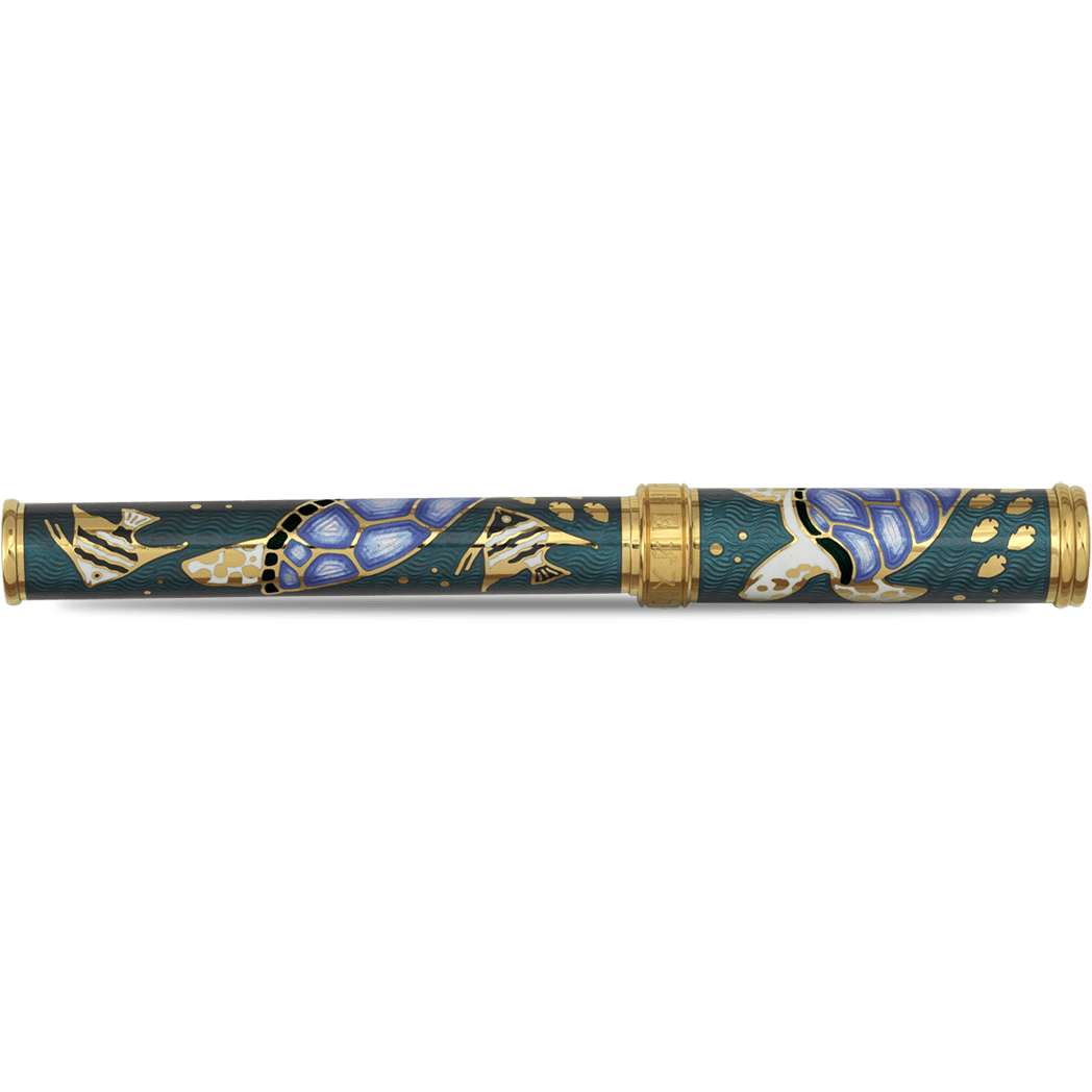 David Oscarson Sea Turtle Rollerball Pen - Teal - Pen Boutique Ltd
