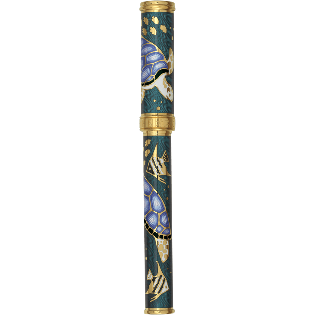 David Oscarson Sea Turtle Rollerball Pen - Teal - Pen Boutique Ltd