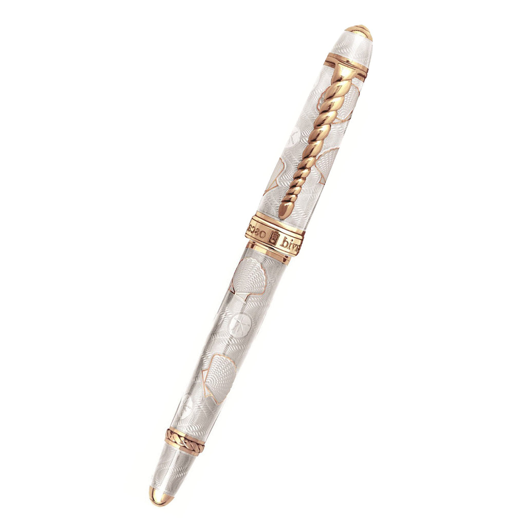 David Oscarson Seaside Rollerball Pen - Limited Edition - White Sand/Rose Gold Vermeil - Pen Boutique Ltd