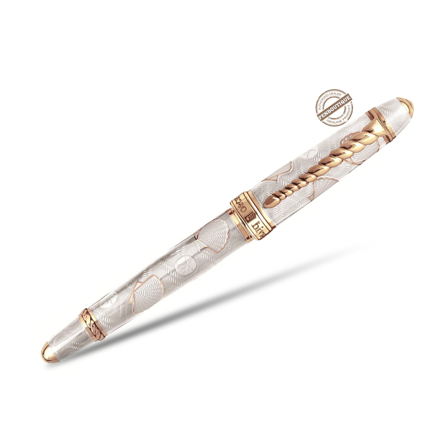 David Oscarson Seaside Rollerball Pen - Limited Edition - White Sand/Rose Gold Vermeil - Pen Boutique Ltd