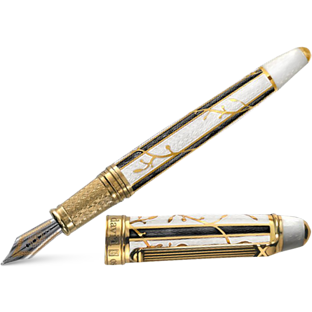 David Oscarson Trellis Fountain Pen - Limited Edition - White & BlacK/18k YG Vermeil - Pen Boutique Ltd