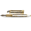 David Oscarson Trellis Fountain Pen - Limited Edition - White & BlacK/18k YG Vermeil - Pen Boutique Ltd