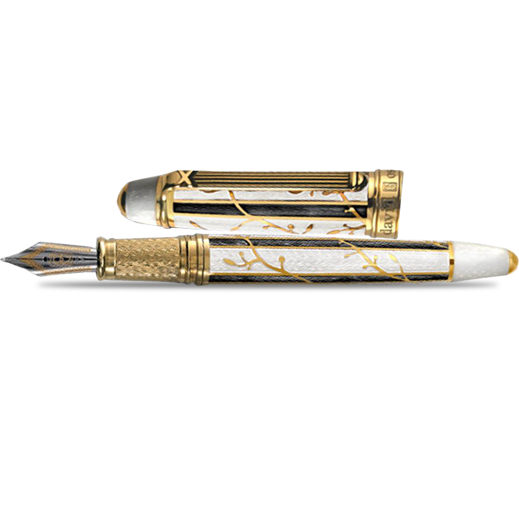 David Oscarson Trellis Fountain Pen - Limited Edition - White & BlacK/18k YG Vermeil - Pen Boutique Ltd