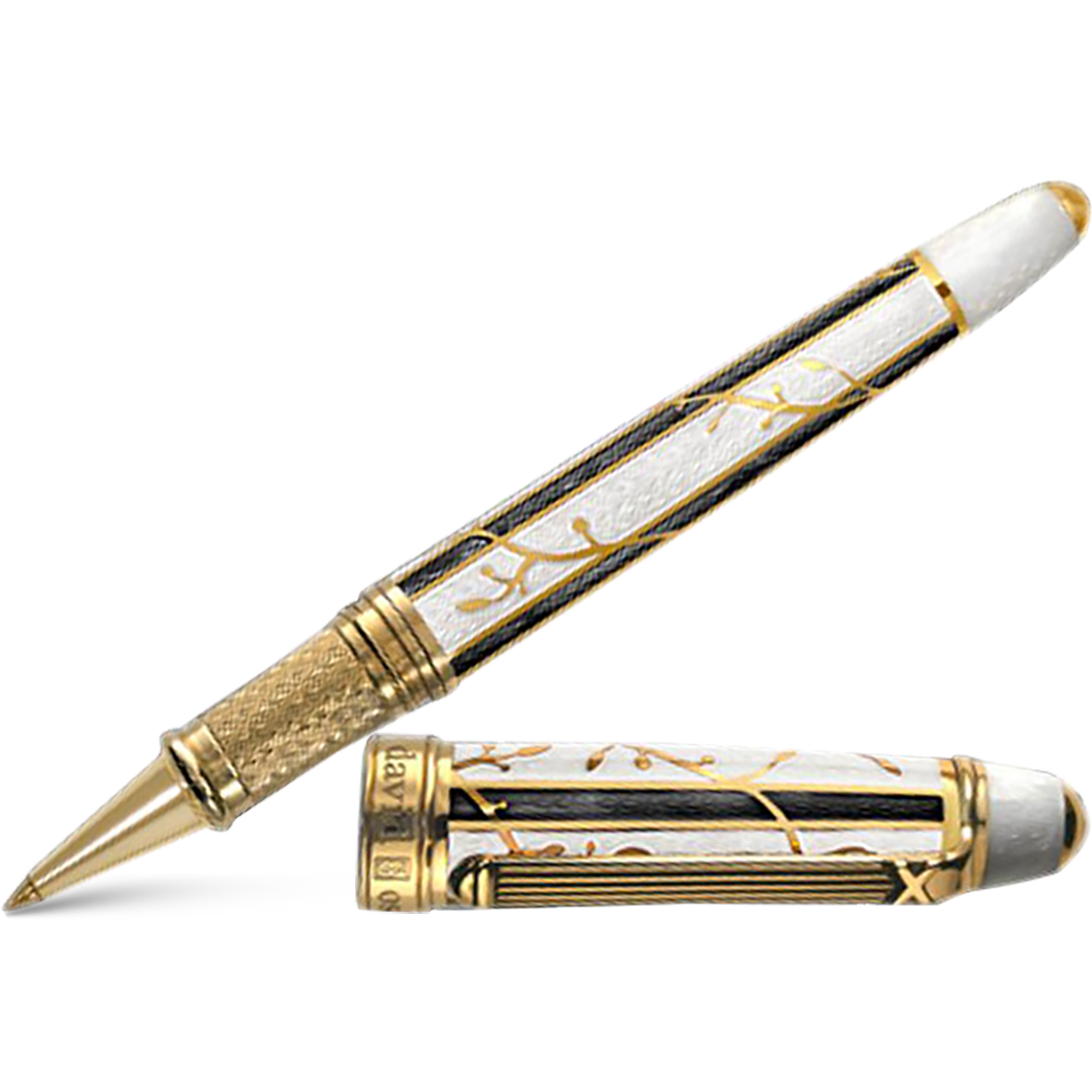 David Oscarson Trellis Rollerball Pen - Limited Edition - White & Black/18K YG Vermeil-Pen Boutique Ltd