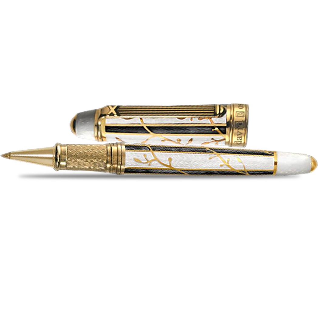 David Oscarson Trellis Rollerball Pen - Limited Edition - White & Black/18K YG Vermeil-Pen Boutique Ltd