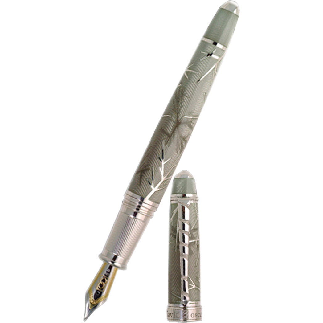 David Oscarson Winter Fountain Pen - Winter Grey & Rhodium-Pen Boutique Ltd