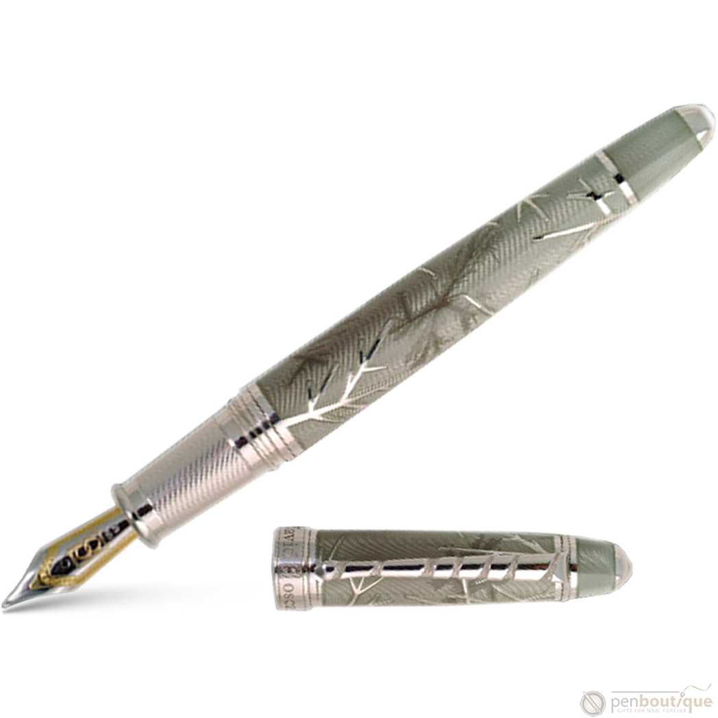 David Oscarson Winter Fountain Pen - Winter Grey & Rhodium-Pen Boutique Ltd