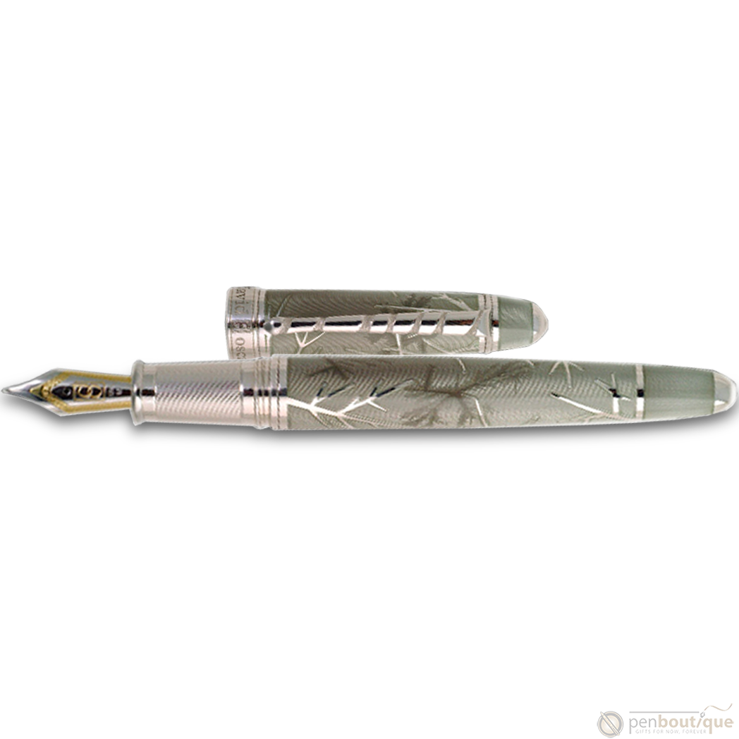 David Oscarson Winter Fountain Pen - Winter Grey & Rhodium-Pen Boutique Ltd