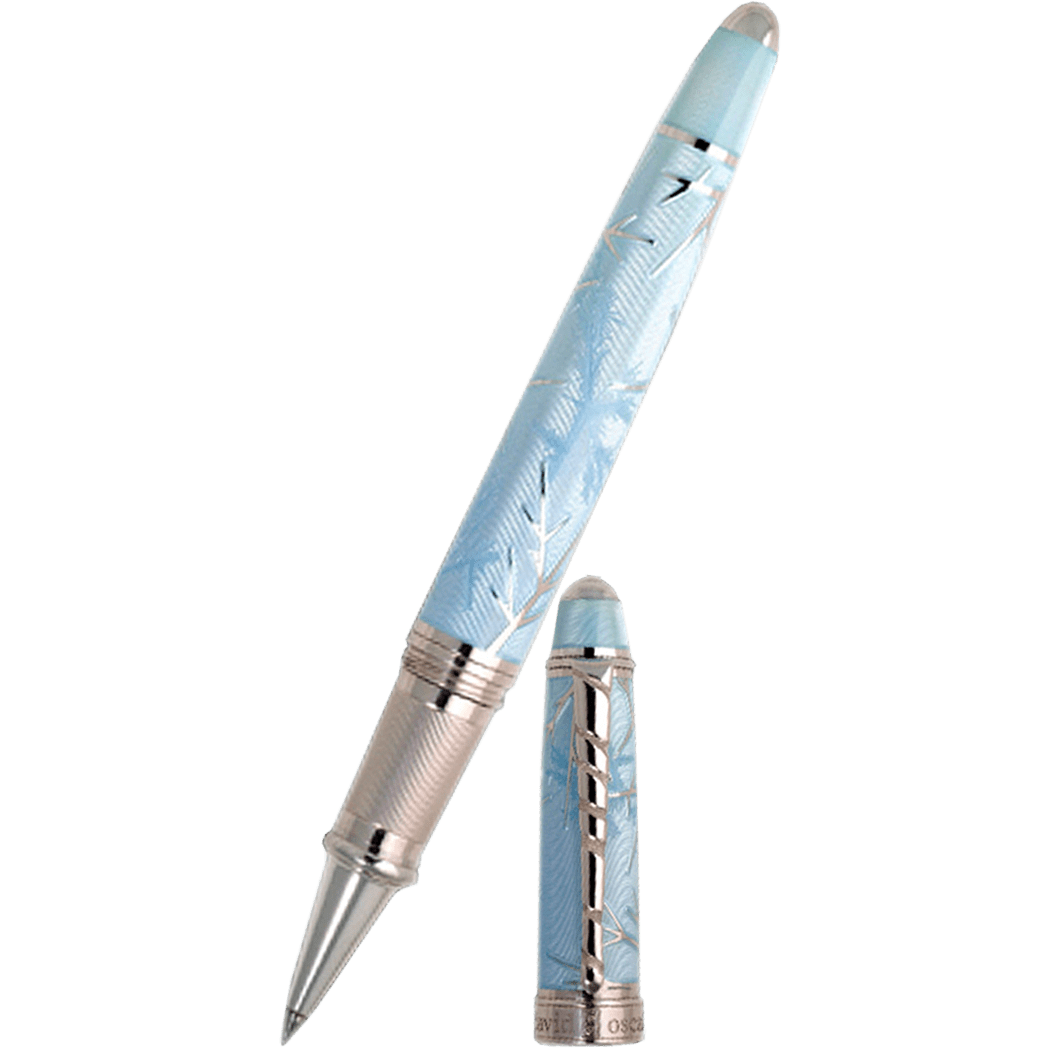 David Oscarson Winter Rollerball Pen - Winter Blue & Rhodium - Pen Boutique Ltd
