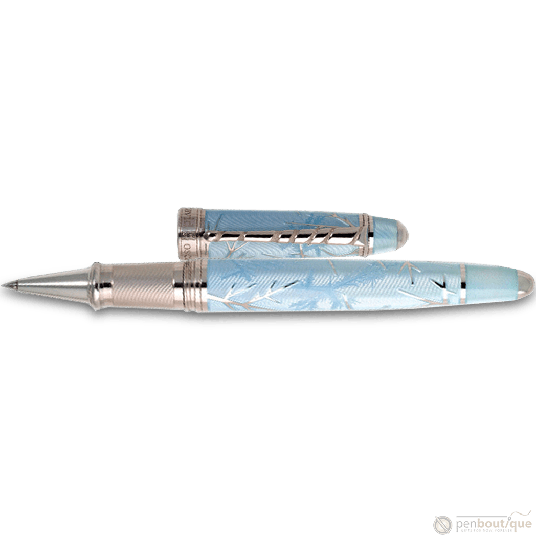 David Oscarson Winter Rollerball Pen - Winter Blue & Rhodium - Pen Boutique Ltd