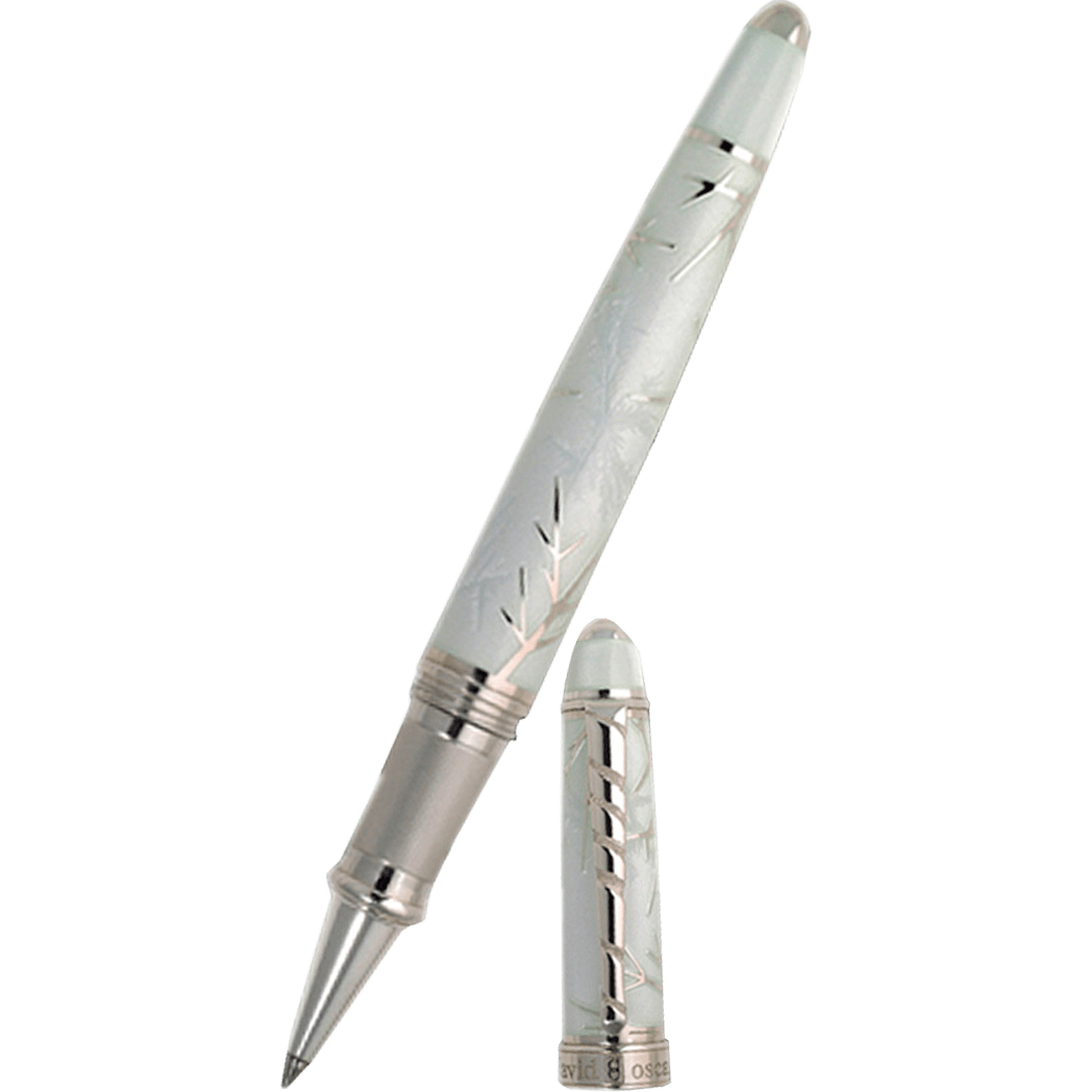 David Oscarson Winter Rollerball Pen - Winter White & Rhodium - Pen Boutique Ltd