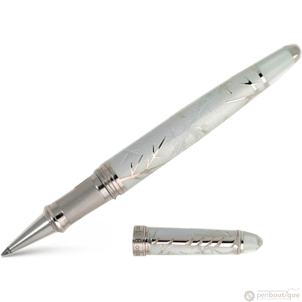 David Oscarson Winter Rollerball Pen - Winter White & Rhodium - Pen Boutique Ltd